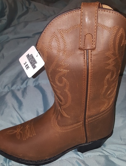 Smoky Mountain Youth Denver Distressed Brown Leather Cowboy Boots Black